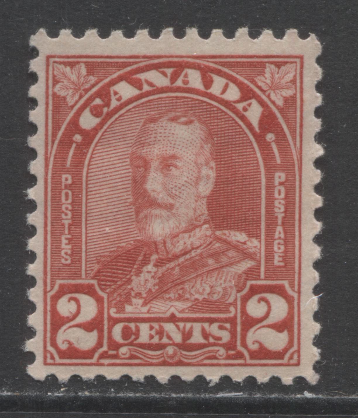 Lot 206A Canada #195avar 2c Deep Red King George V, 1930-1931 Arch/Leaf Issue, A FNH Single With A Stroke In Left 2, Plate & Position Unknown