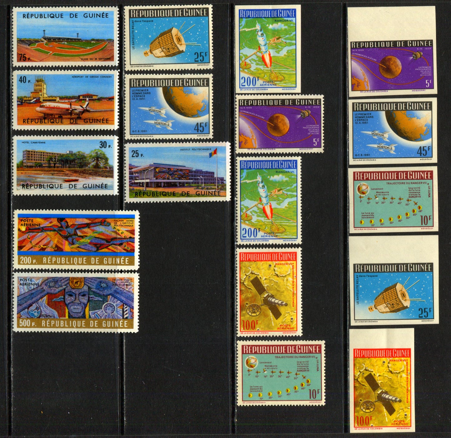 Lot 207 Guinea SC#397/C79 1965 Commemoratives & Airmails, A VFNH/OG Range Of Perf & Imperf Singles, 2017 Scott Cat. $19.75 USD, Click on Listing to See ALL Pictures