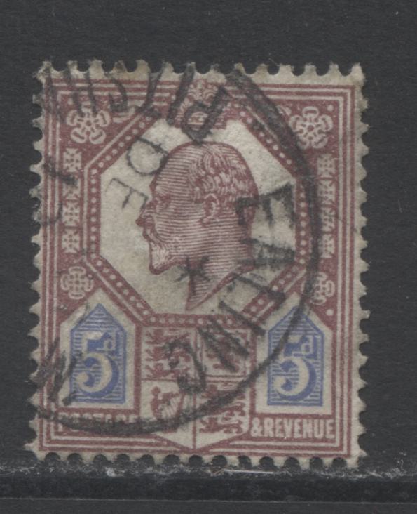 Lot 20A Great Britain SC#134a 5d Reddish Purple & Ultramarine 1902-1910 King Edward VII Keyplate Definitives, A Fine Used Example, Click on Listing to See ALL Pictures