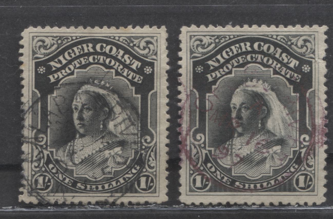 Lot 210 Niger Coast SC#48(SG#56) One Shilling Black 1894 Unwatermarked ...