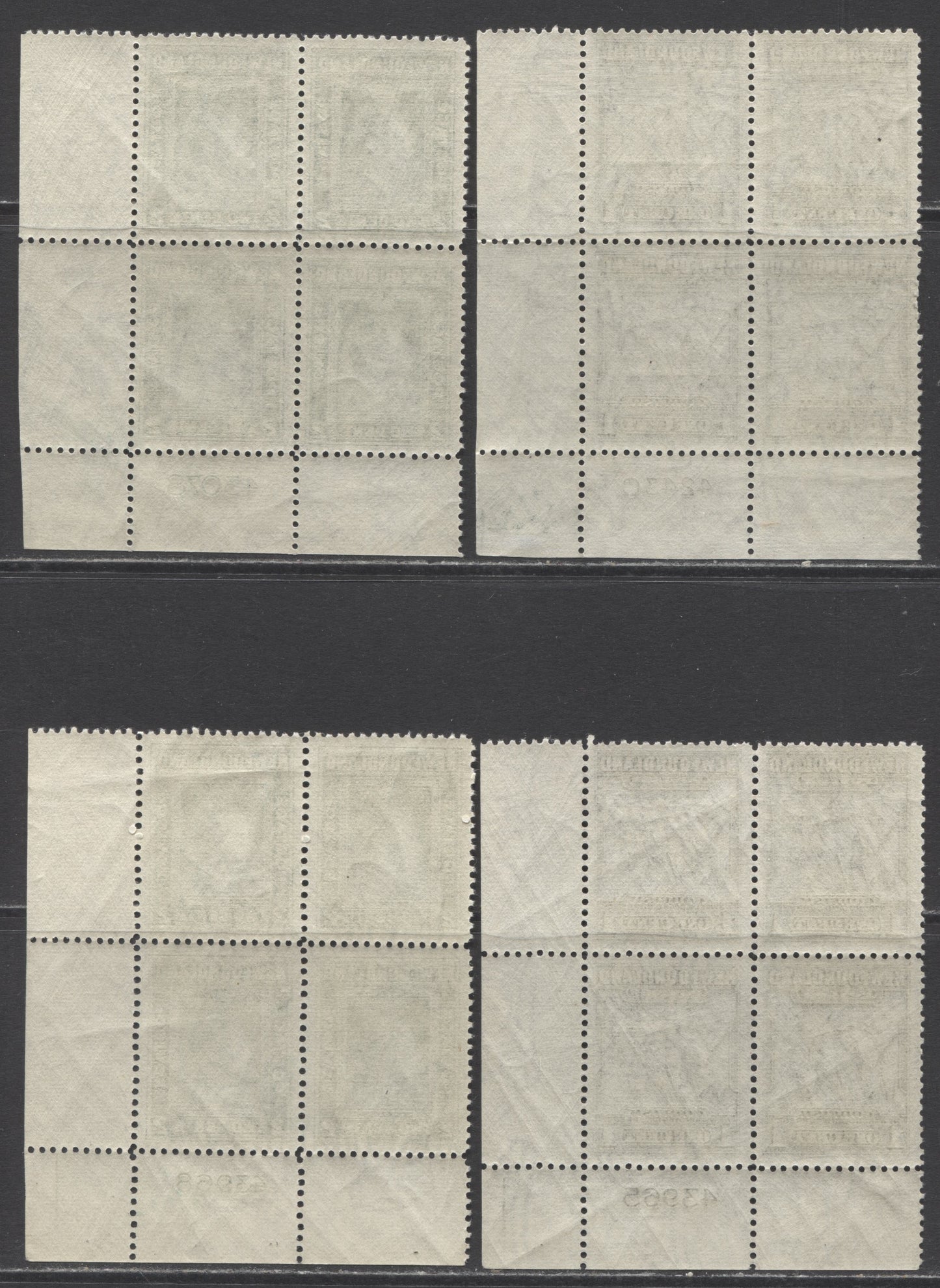 Lot 211 Newfoundland #253-254 1c & 2c Dark Gray & Deep Green Codfish & King George VI, 1941-1944 Resources Re-Issue, 4 F/VFNH LR Plate Blocks Of 4