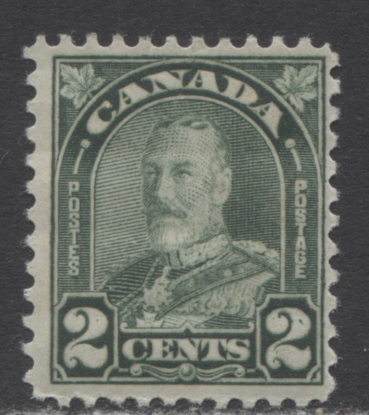 Lot 215 Canada #164var 2c Dull Green King George V, 1930-1931 Arch/Leaf Issue, A FOG Single With Two Dots & Flaw In Right 2, One Dot In Left 2, Plate & Position Unknown