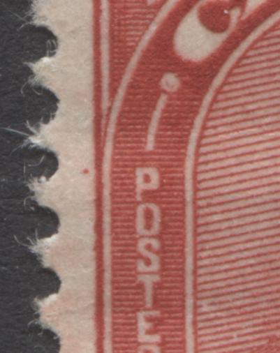 Lot 217 Canada #191avar 3c On 2c Deep Red King George V, 1932 Arch/Leaf Provisional Issue, A VFOG Single Showing Dot To Left Of P of Postasge & Flaw Above N, Plate & Position Unknown