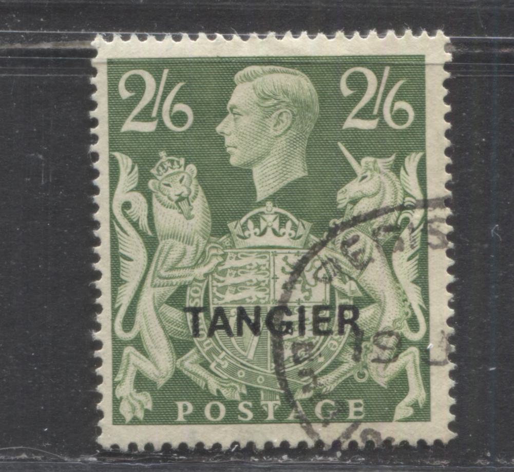 Lot 218 Morocco Agencies - Tangier SC#543 2/6 Green 1949 Tangier Overprints, A F Used Example, 2022 Scott Classic Cat. $27 USD, Click on Listing to See ALL Pictures