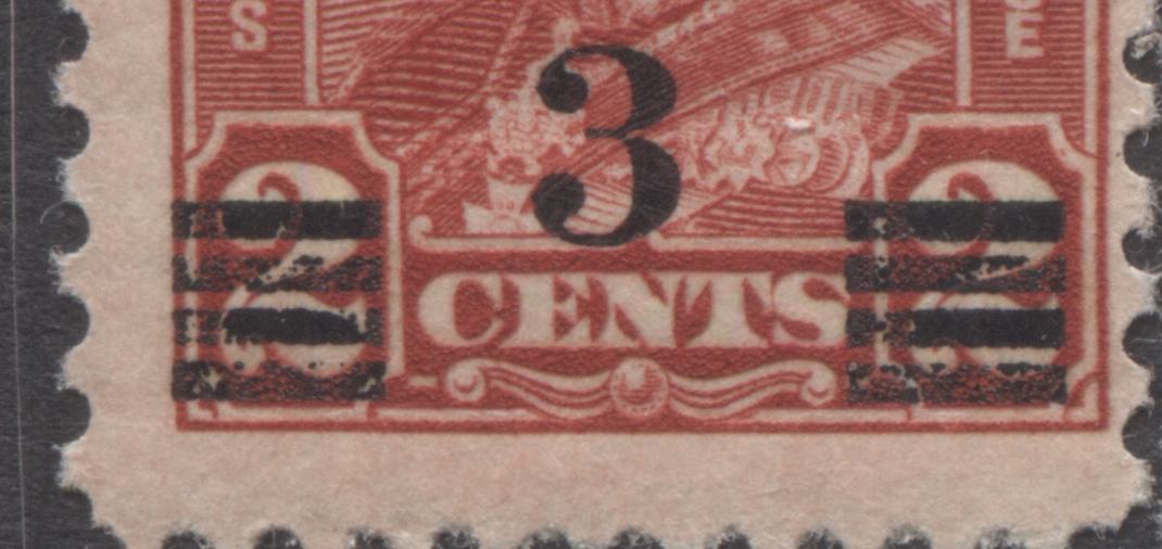 Lot 219 Canada #191a 3c On 2c Deep Red King George V, 1932 Arch/Leaf Provisional Issue, 3 FNH Singles Showing Different Overprint Varieties, Die 1