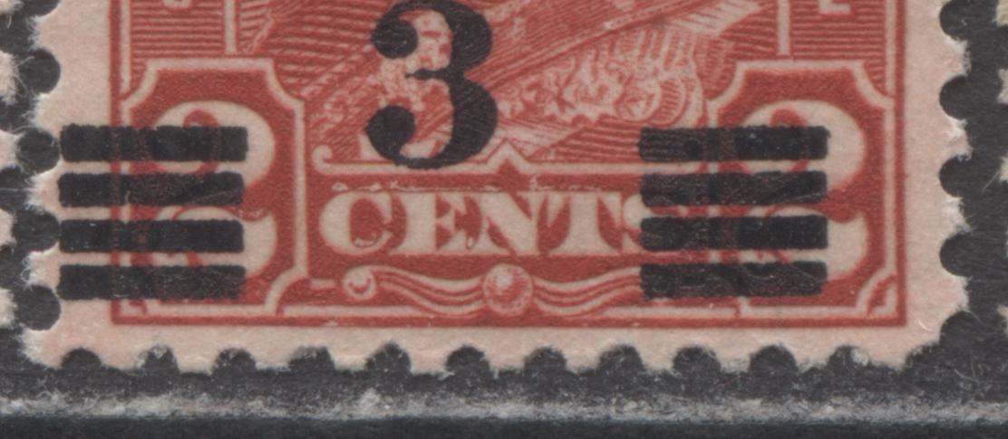 Lot 219 Canada #191a 3c On 2c Deep Red King George V, 1932 Arch/Leaf Provisional Issue, 3 FNH Singles Showing Different Overprint Varieties, Die 1