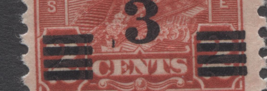 Lot 220 Canada #191 3c On 2c Deep Red King George V, 1932 Arch/Leaf Provisional Issue, 2 FNH & OG Singles Showing Different Overprint Varieties, Die 2