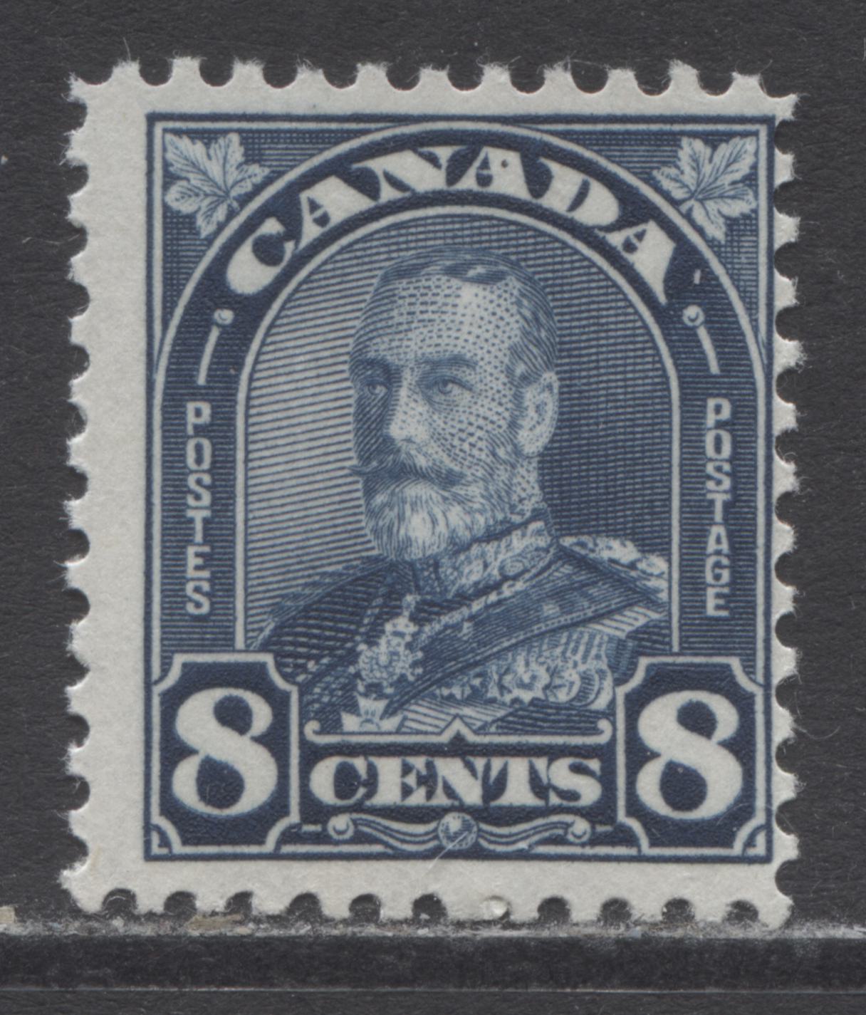 Lot 223 Canada #171 8c Dark Blue King George V, 1930-1931 Arch/Leaf Issue, A FNH Single Showing A Dot In A Of Canada, Position Unknown