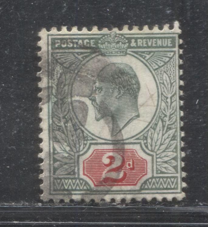 Lot 224 Great Brittain SG#229 2d Dull Blue Green & Carmine King Edward VII, 1902-1910 De La Rue Keyplate Issue, A VG Used Singles, Imperial Crown Watermark, Chalk Surfaced Paper, Perf. 14