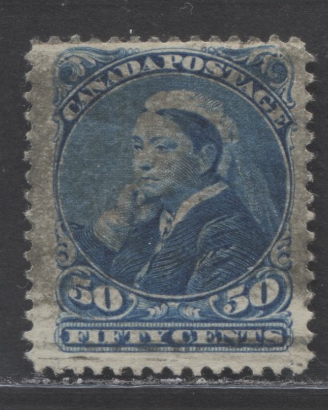 Lot 227 Canada #47 50c Deep Blue Queen Victoria, 1870-1897 Small Queen Issue, A Very Good Used Example Of The 2nd Ottawa Printing On Soft Horizontal Wove Paper, Small Thin