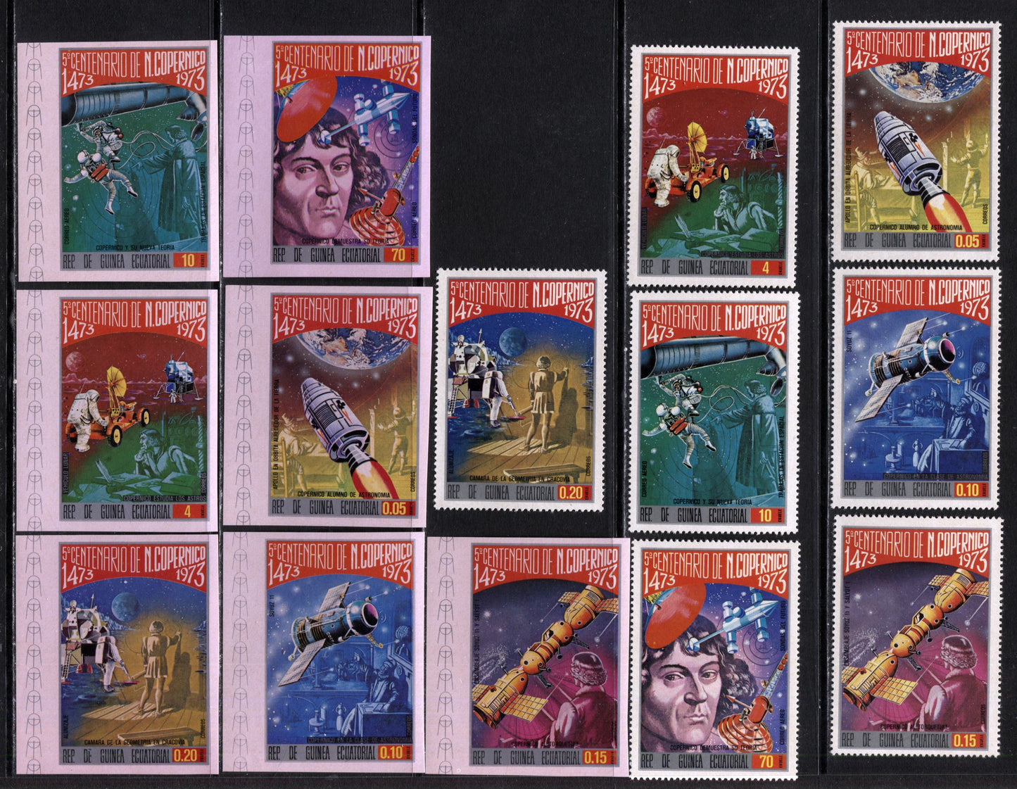 Lot 228 Equatorial Guinea, 1974 Copernicus 500th Birth Anniversary, A VFNH Range Of Perf & Imperf Singles & Souvenir Sheets, 2017 Scott Cat. $15 USD, Click on Listing to See ALL Pictures