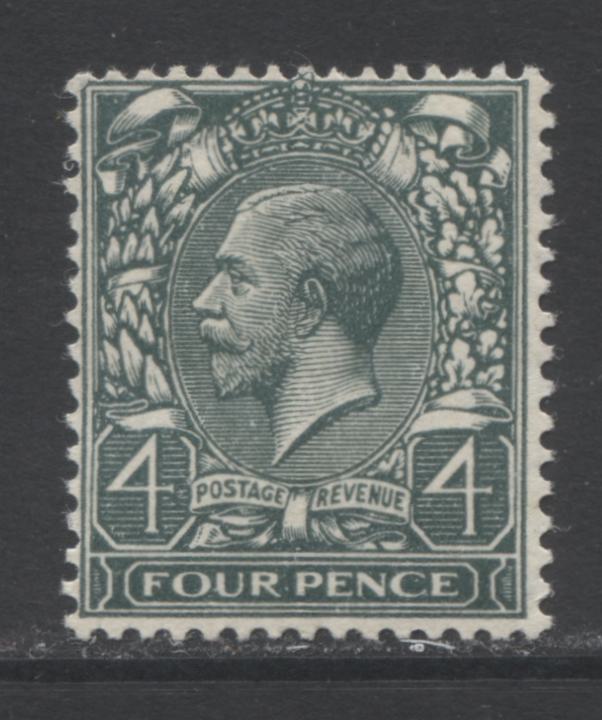 Lot 23 Great Britain SC#193 4d Slate Green 1924-1936 King George V Block Cypher Profile Head Issue, A FNH Example, Click on Listing to See ALL Pictures