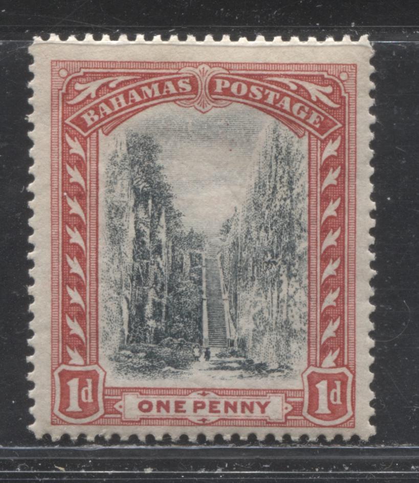 Lot 232 Bahamas SG#75 1d Bluish Grey Black and Red Queen's Staircase, 1911-1919 Multiple Crown CA Definitive Issue, A Fine OG Example, Multiple Crown CA Watermark