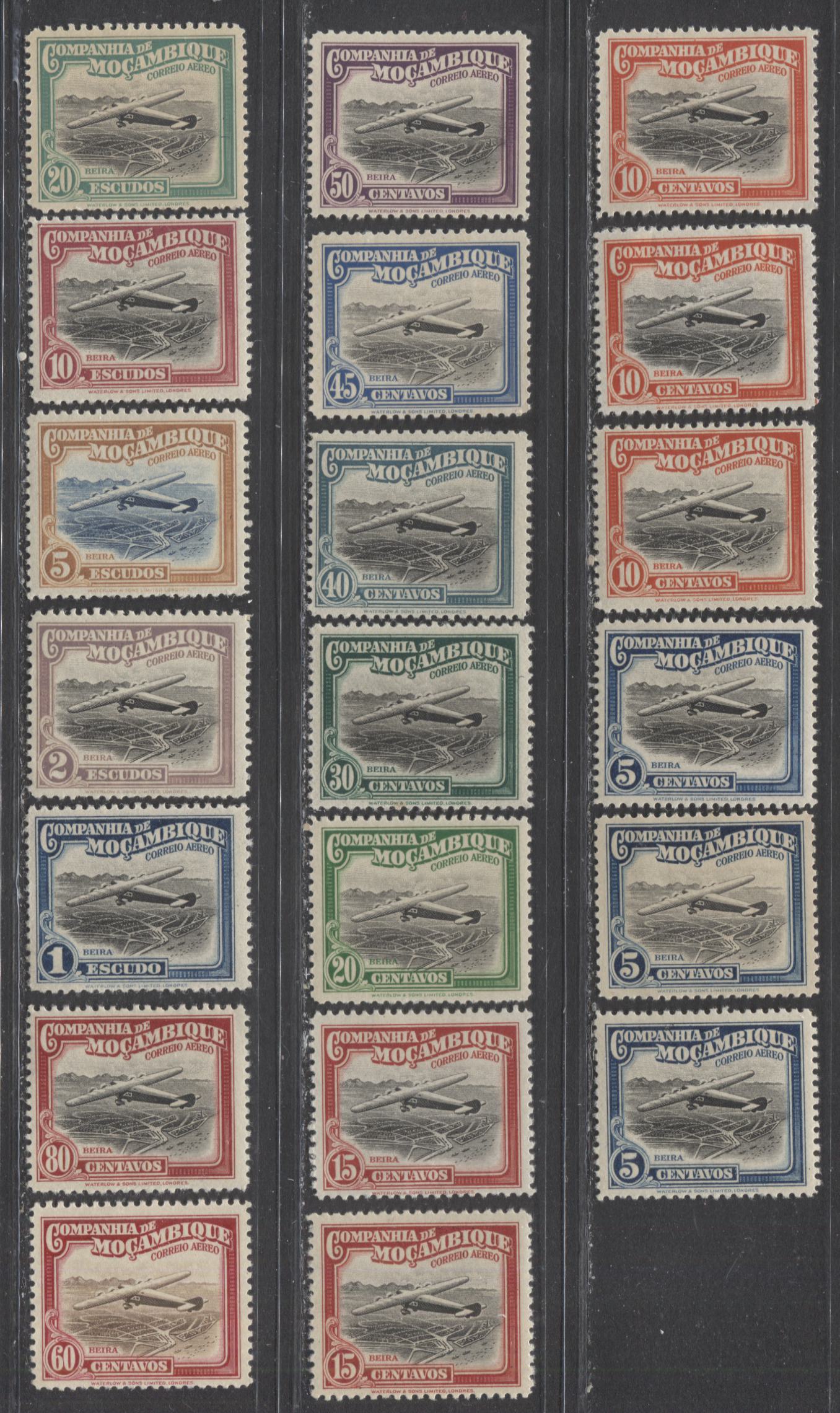 Lot 234 Mozambique Company SC#C1-C15 1935 Pictorial Definitives, A F/VFOG & NH Range Of Singles, 2017 Scott Cat. $12.8 USD, Click on Listing to See ALL Pictures