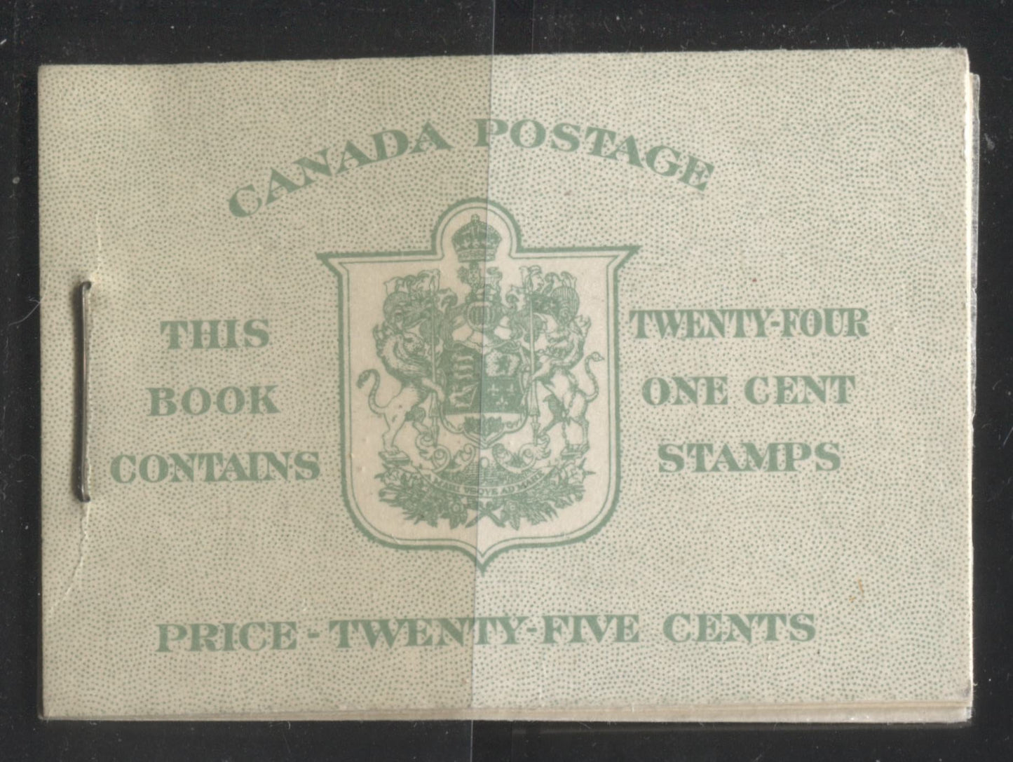 Lot 235 Canada #BK32c 1942-1949 War Issue, Complete 25¢ English Booklet, 17 mm Staple, Vertical Wove Paper, Type 1 Cover, Harris Front Cover Type IIb, Back Cover Type A, Surcharged Rate Page