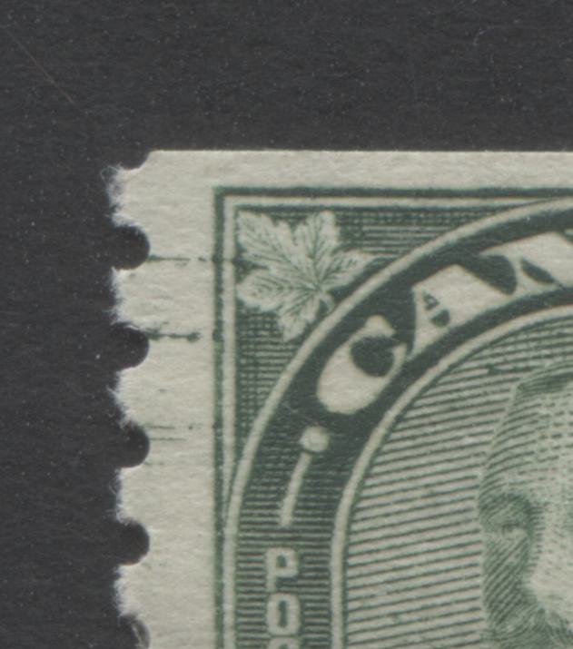 Lot 235 Canada #180 2c Dull Green King George V, 1930-1931 Arch/Leaf Coil Issue, A FOG Coil Single Showing Plate Cracks At UL & LR