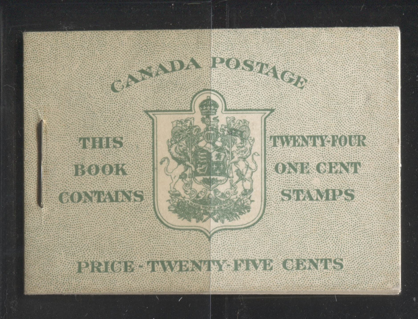 Lot 238 Canada #BK32f 1942-1949 War Issue, Complete 25¢ English Booklet, Vertical Wove Paper, Type IIa Covers, Harris Front Cover Type IIa, Back Cover Type Cbi, 7c & 6c Airmail Rates Page, Flaw Above "M" Of "Stamps"