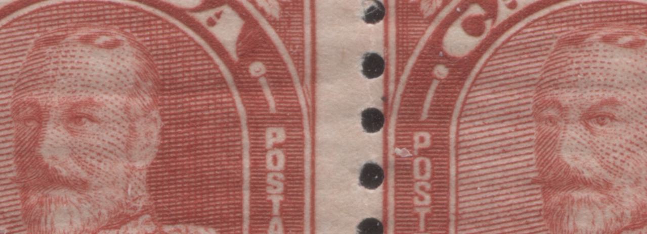 Lot 239 Canada #181iii 2c Deep Red King George V, 1930-1931 Arch/Leaf Coil Issue, A FNH Coil Strip Of 4 Showing The Cockeyed King Variety & 3mm/3.5mm Spacing Between Stamps