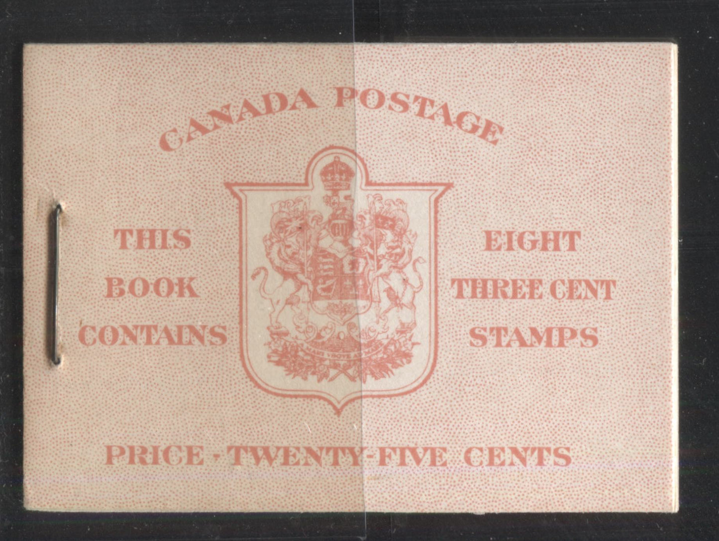 Lot 240 Canada #BK34a 1942-1949 War Issue, Complete 25¢ English Booklet, Smooth Vertical Wove Paper, Type II Covers, Harris Front Cover Type IIe, Back Cover Type A, 6c Airmail Rate Page