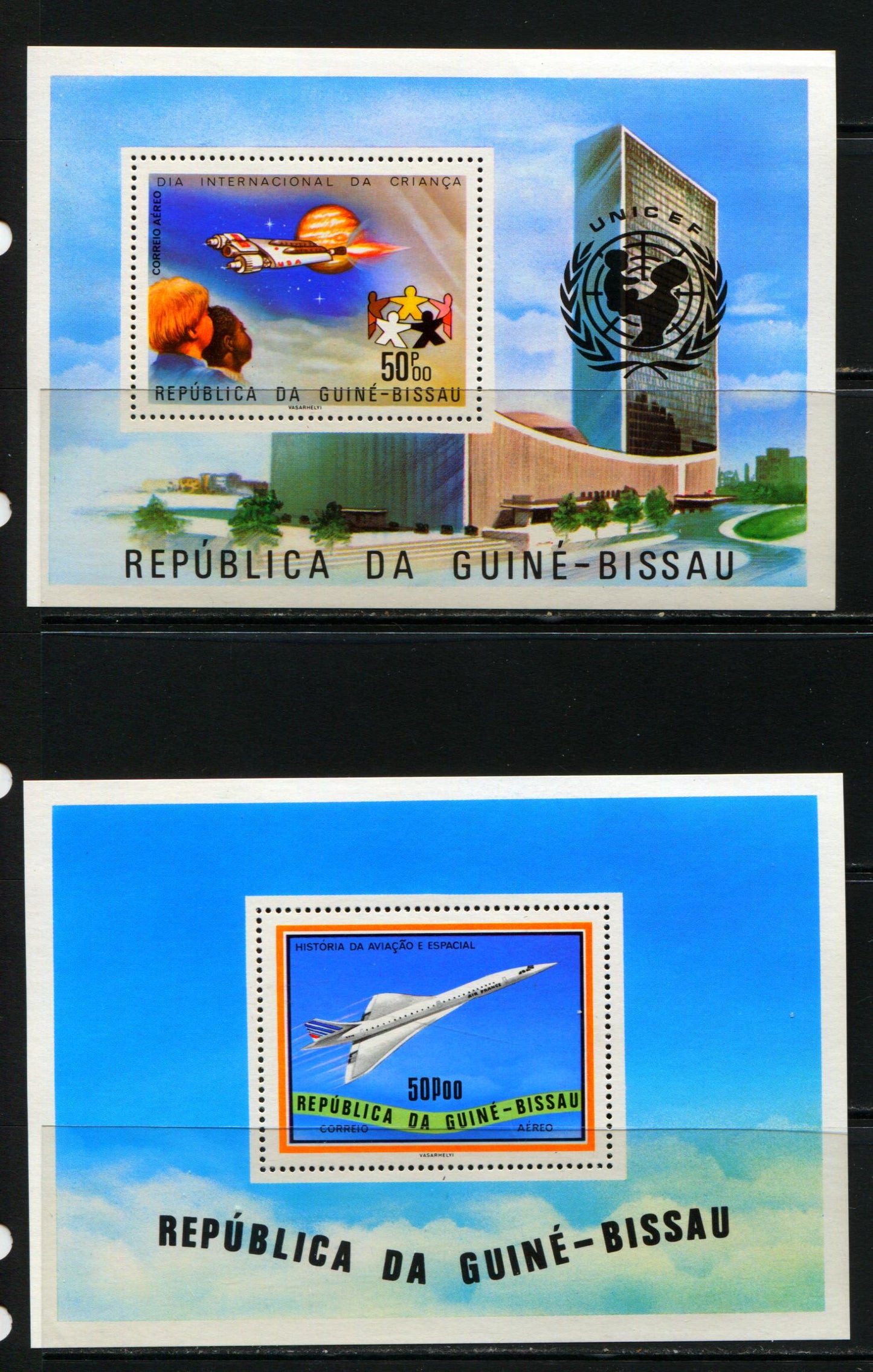 Lot 240 Guinea-Bissau SC#392/396F 1978 History Of Aviation & International Day Of Child, A VFNH Range Of Singles & Souvenir Sheets, 2017 Scott Cat. $26.25 USD, Click on Listing to See ALL Pictures