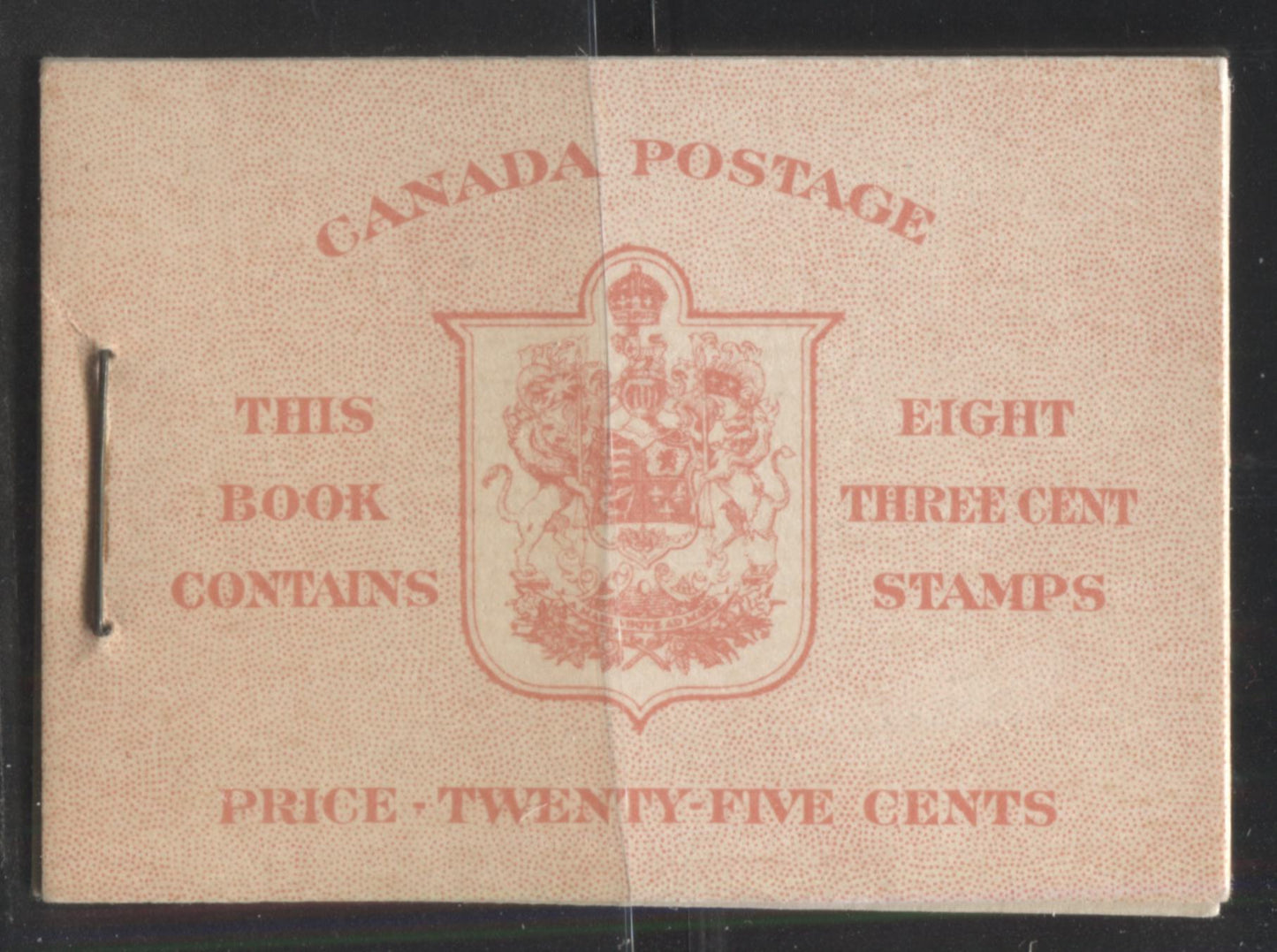 Lot 243 Canada #BK34c, 1942-1949 War Issue, Complete 25¢ English Booklet, Vertical Wove Paper, Type II Covers, Harris Front Cover Type IIe, Back Cover Type A, 17 mm Staple, No Rate Page