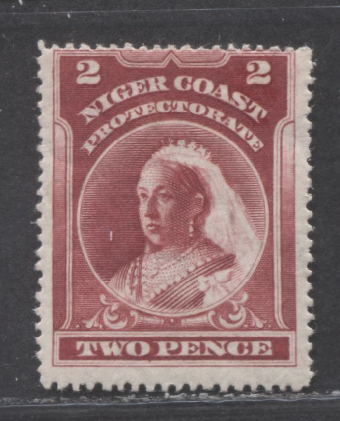 Lot 245 Niger Coast SC#57(SG#68a) Two Pence Lake 1897 - 1898 Watermarked Issue, Perf 15.5 - 16, A Very Good - Fine Used Example, Click on Listing to See ALL Pictures, 2022 Scott Classic Cat. $4.75 USD