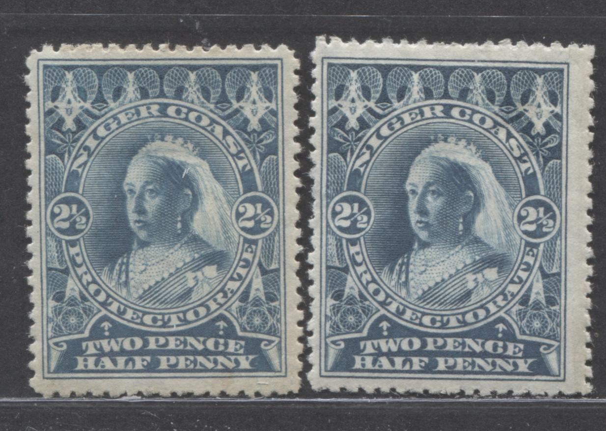 Lot 248 Niger Coast SC#58(SG#69b) Two Pence Halfpenny Blue Shades 1897 - 1898 Watermarked Issue, Perf 13.5 - 14, Comp 12 - 13, A Fine OG Example, Click on Listing to See ALL Pictures, Estimated Value $25 USD
