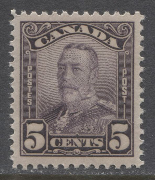 Lot 250 Canada #153 5c Deep Violet King George V, 1928-1928 Scroll Issue, A VFNH Single
