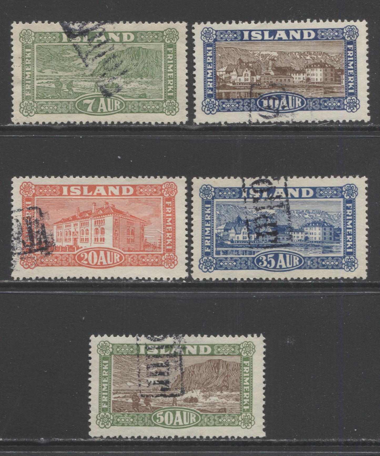 Lot 25 Iceland SC#144-148 1925 Views Issue, A Very Fine Used Range Of Singles, 2017 Scott Cat. $20 USD, Click on Listing to See ALL Pictures