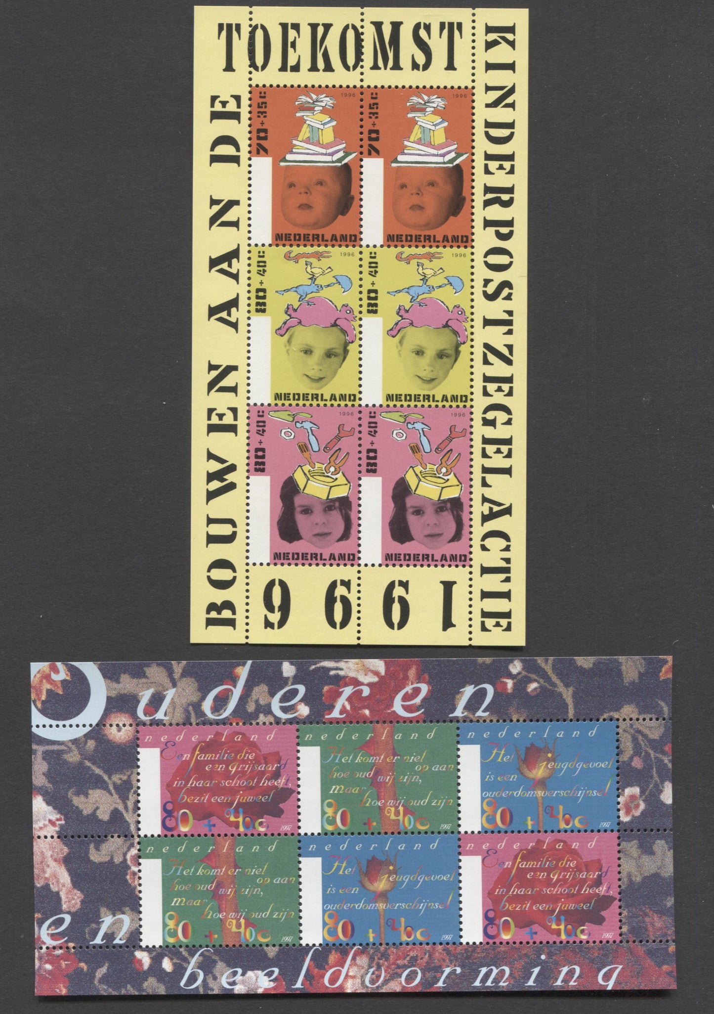 Lot 25 Netherlands SC#B694a/B704a 1996-1997 Semipostals, A VFNH Range Of Singles & Souvenir Sheets, 2017 Scott Cat. $33 USD, Click on Listing to See ALL Pictures