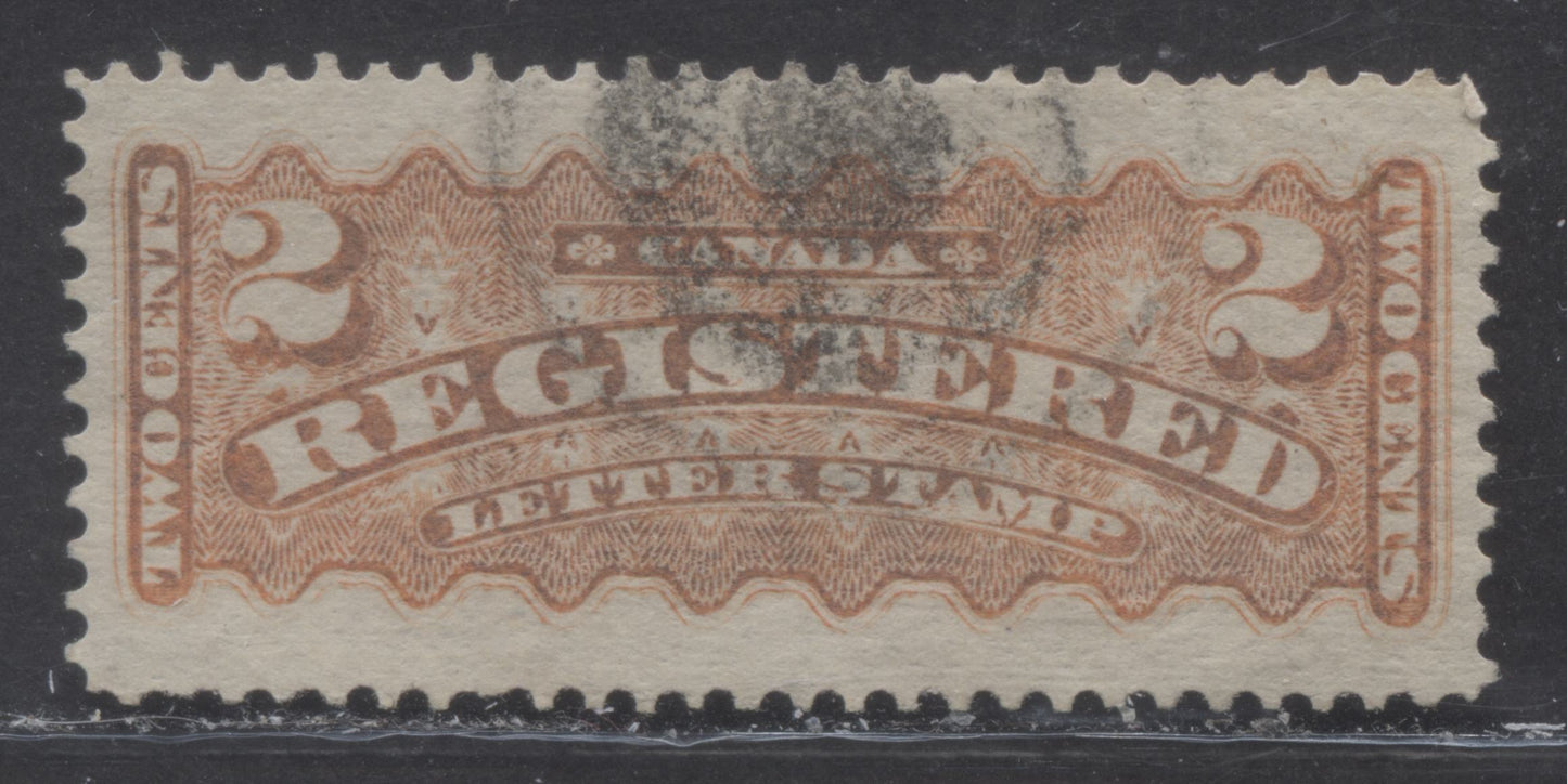 Lot 251 Canada #F1i 2c Dull Orange Red, 1875-1896 Registered Issue, A Fine Used Single On Horizontal Wove Paper With A Short Transfer Below 'A' Of Stamp, Montreal Printing