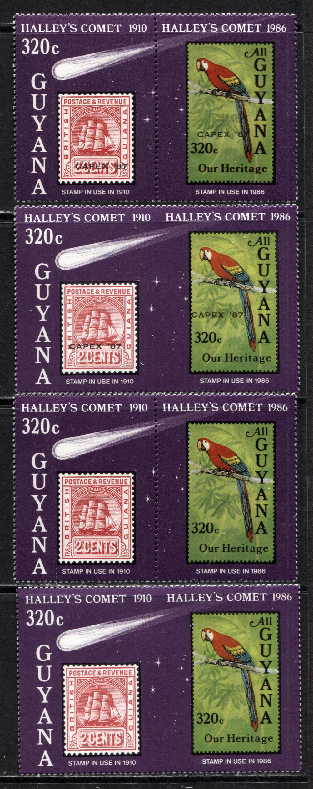 Lot 251 Guyana SC#1461/E6 1986 Commemorative Overprints & Surcharges, A VFNH Range Of Perf & Imperf Pairs, Some Unlisted, 2017 Scott Cat. $51 USD, Click on Listing to See ALL Pictures