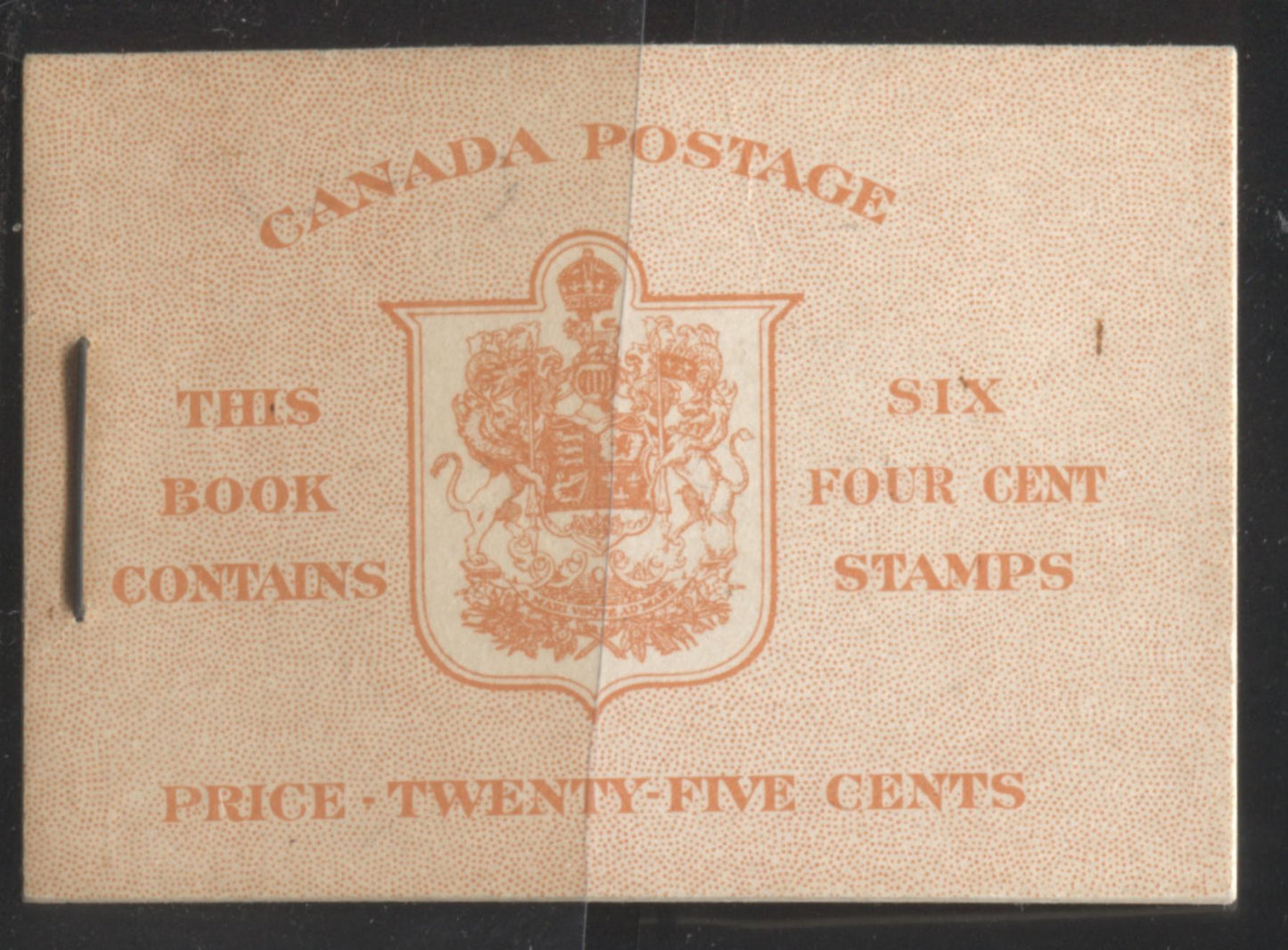 Lot 253 Canada #BK36g, 1942-1949 War Issue, Complete 25¢ English Booklet, Crisp Vertical Wove Paper, Type IIa Covers, Harris Front Cover IIi, Back Cover Type Cbiv, 7c and 6c Rate Page, 17 mm Staple