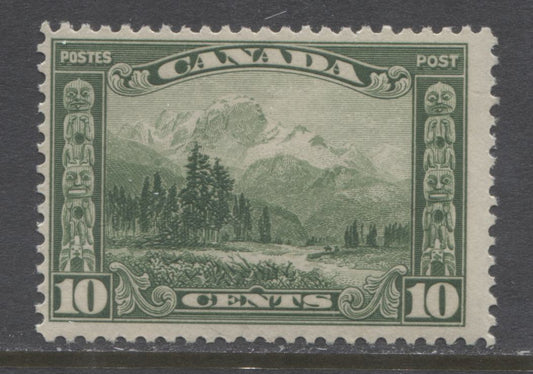 Lot 253 Canada #155 10c Deep Yellowish Green (Green) Mount Hurd, 1928-1928 Scroll Issue, A Fine NH Single