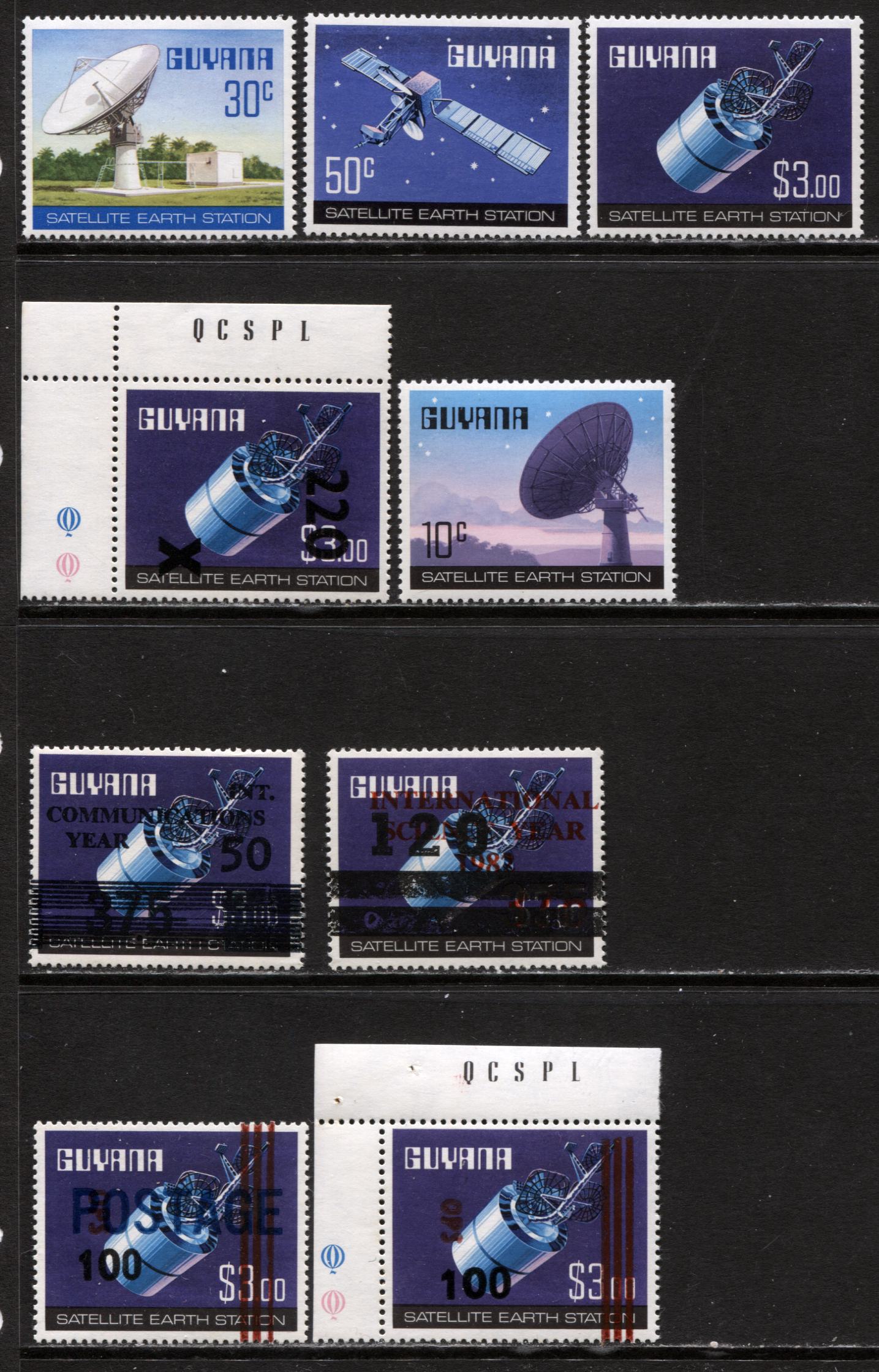 Lot 254 Guyana SC#294/714 1979-1983 Satellite Earth Station Issue & Surcharges, A VFNH Range Of Singles, 2017 Scott Cat. $26.75 USD, Click on Listing to See ALL Pictures