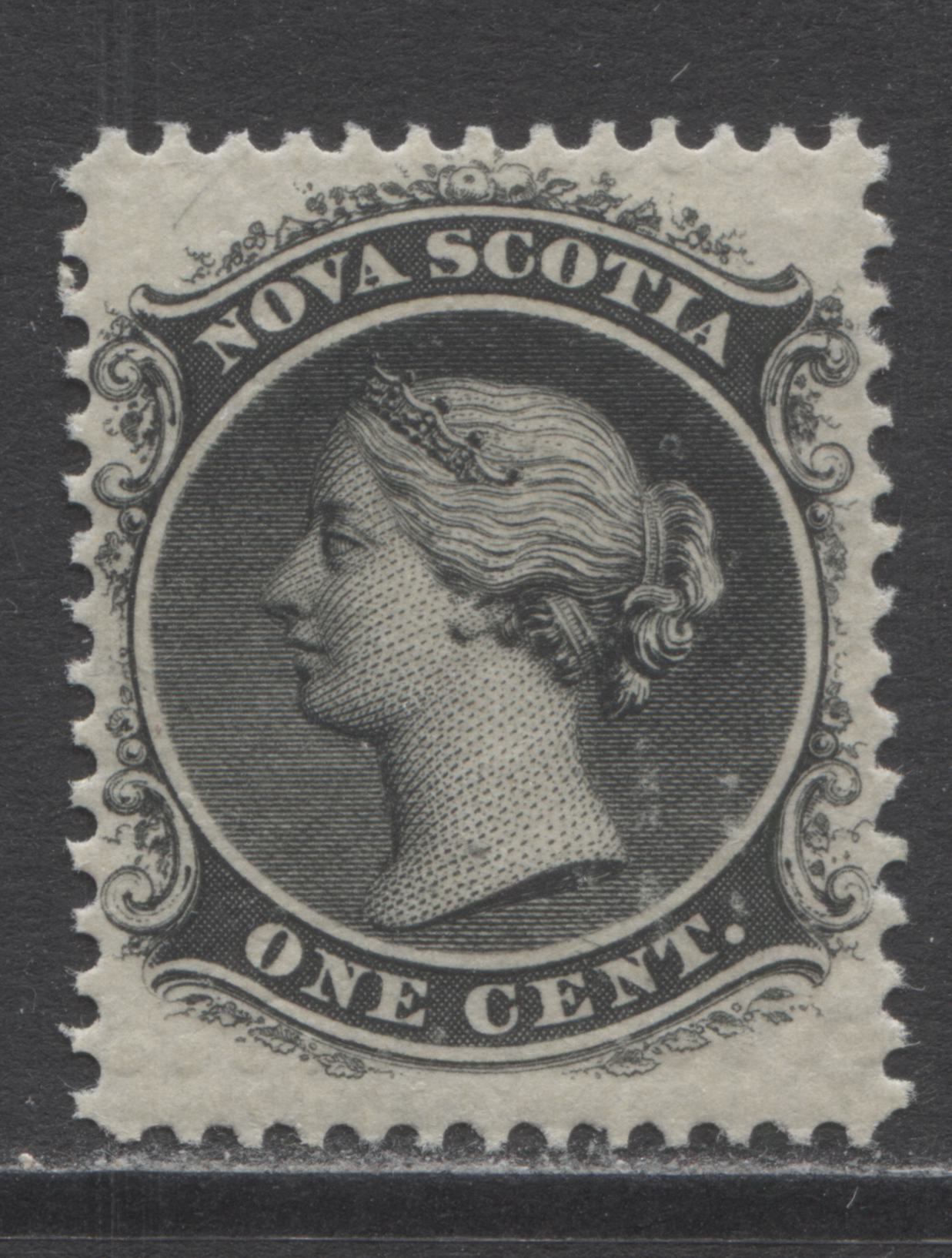 Lot 254 Nova Scotia #8a 1c Black Queen Victoria, 1860-1863 First Cents Issue, A VFNH Single With Perf 12 x 11.75