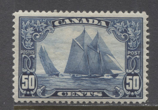 Lot 255 Canada #158 50c Dark Blue Bluenose, 1928-1928 Scroll Issue, A VF Appearing But Fine OG Single