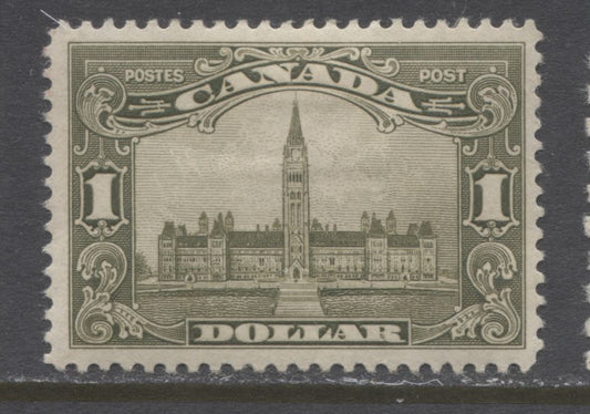 Lot 256 Canada #159 $1 Olive Green Parliament Building, 1928-1928 Scroll Issue, A VFOG Single