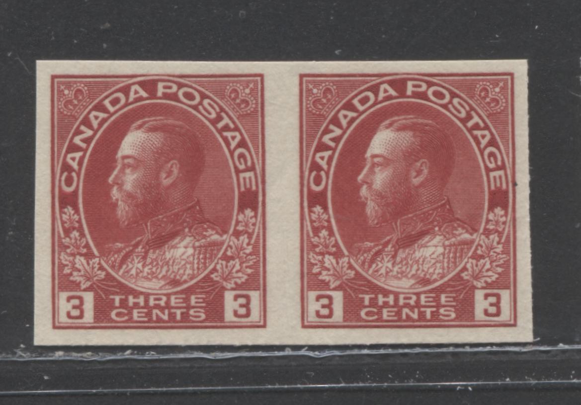 Lot 258 Canada #138 3c Carmine King George V, 1924 Admiral Imperforate Issue, A VFNH Pair