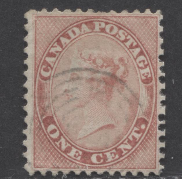 Lot 26 Canada #14 1c Rose Queen Victoria, 1859-1864 First Cents Issue, A Very Good Used Single On Crisp Vertical Wove Paper, Perf 12 x 11.75, Small Corner Crease