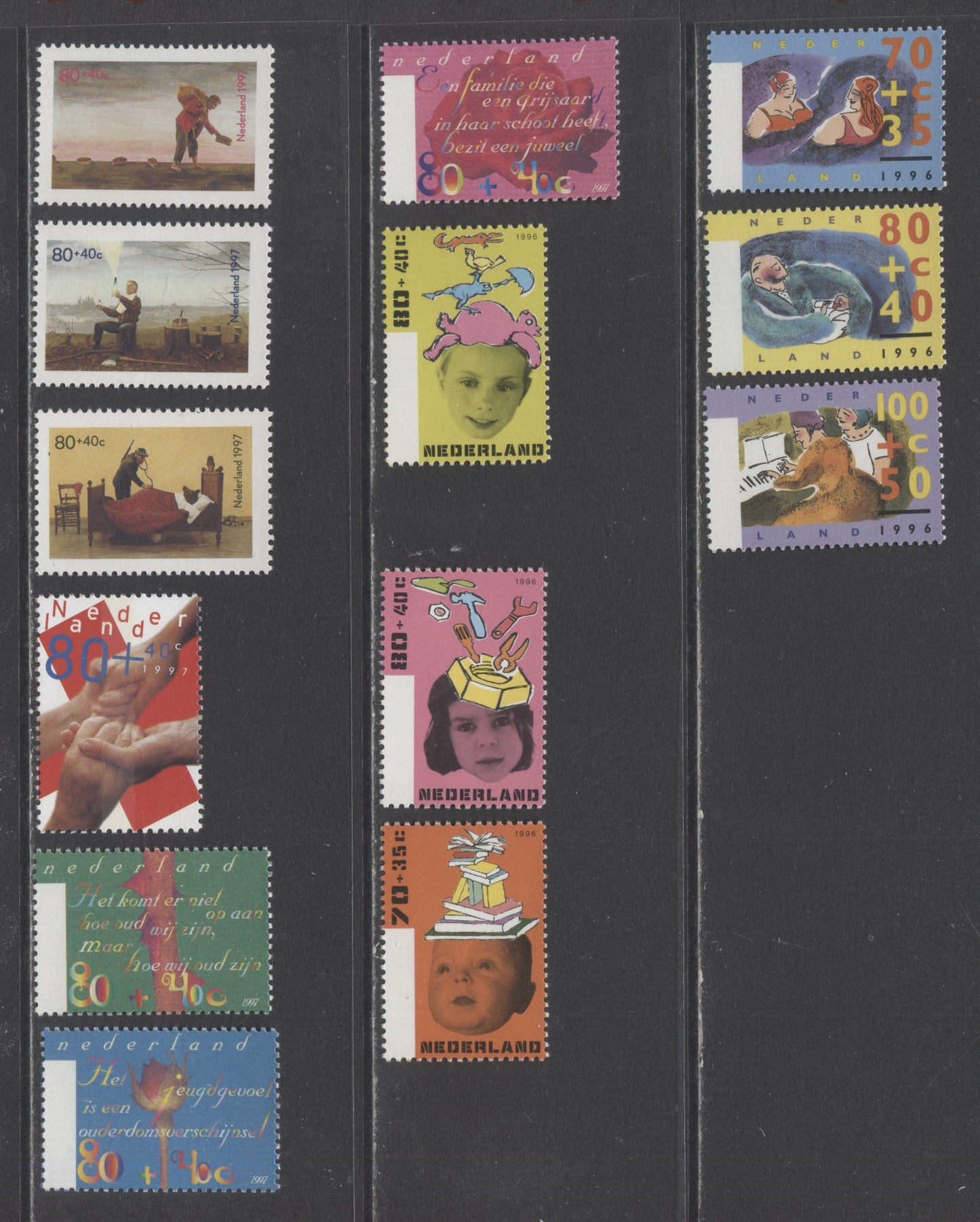 Lot 26 Netherlands SC#B692-B704 1996-1997 Semipostals, A VFNH Range Of Singles, 2017 Scott Cat. $18.1 USD, Click on Listing to See ALL Pictures