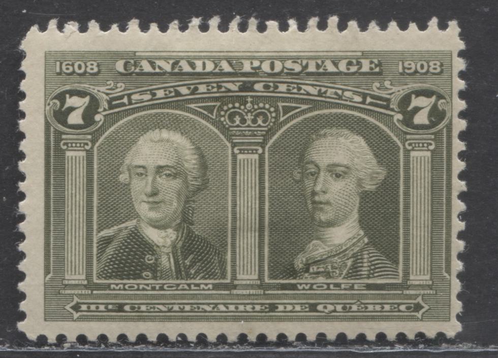 Lot 262 Canada #100 7c Olive Green Montcalm & Wolfe, 1908 Quebec Tercentenary Issue, A FOG Single
