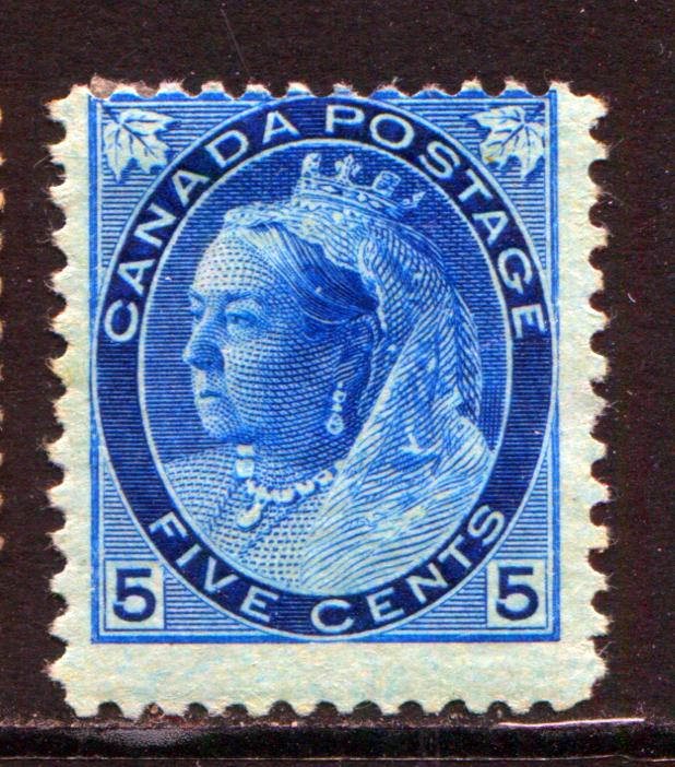 Lot 263 Canada #79 5c Dark Blue Queen Victoria, 1898-1902 Numeral Issue, A Good OG Single On Bluish Horizontal Wove Paper, Small Thin