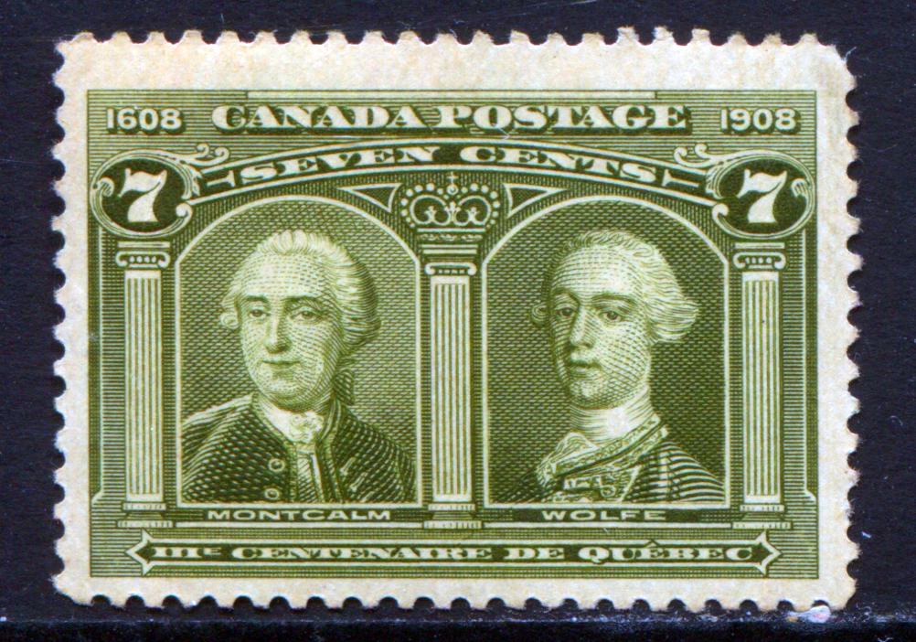 Lot 267 Canada #100 7c Olive Green Montcalm & Wolfe 1908 Quebec Tercentenary, A VGNH Example