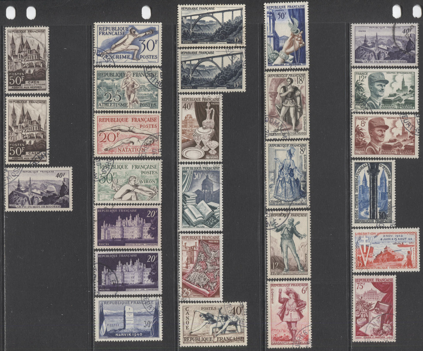 Lot 268 France SC#673/726 1951-1954 Commemoratives, A VF Used Range Of Singles, 2017 Scott Cat. $17.5 USD, Click on Listing to See ALL Pictures