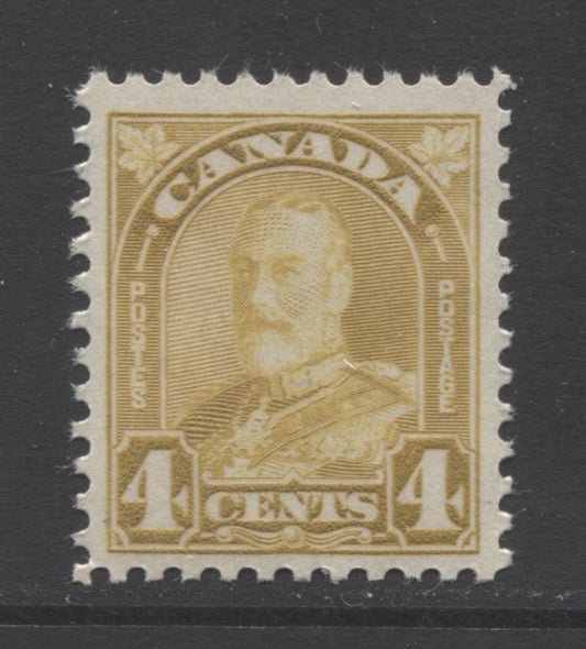 Lot 269 Canada #168 4c Bistre Yellow (Yellow Bistre) King George V, 1930-1935 Arch/Leaf Issue, A VFNH Single With Cream Gum