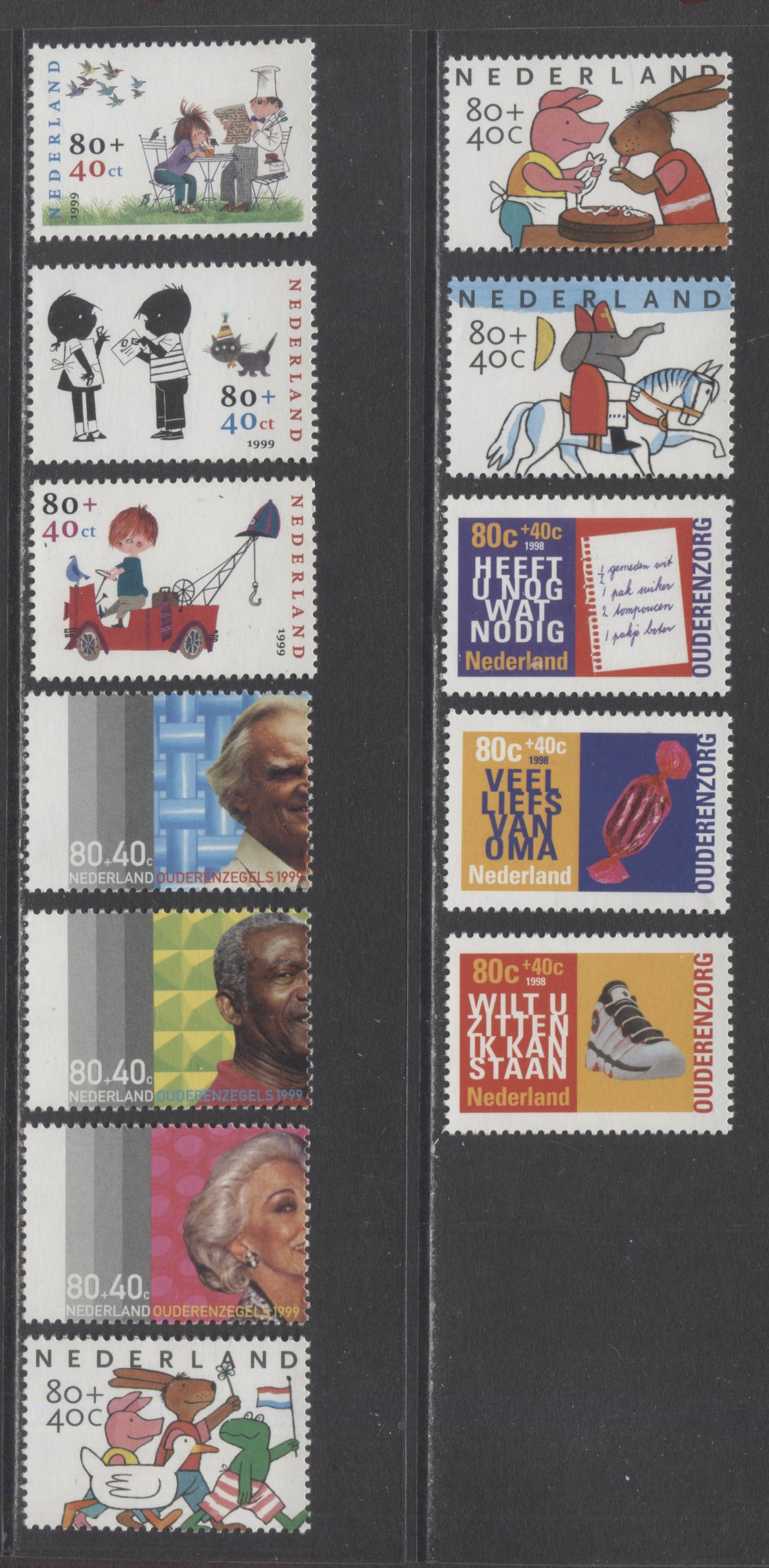 Lot 27 Netherlands SC#B705-B716 1998-19990 Semipostals, A VFNH Range Of Singles, 2017 Scott Cat. $16.8 USD, Click on Listing to See ALL Pictures