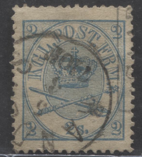 Lot 27 Denmark SC#11 2sk Blue 1864-1868 Emblem Issue, Perf 13, A Fine Used Example, Click on Listing to See ALL Pictures, Estimated Value $17 USD