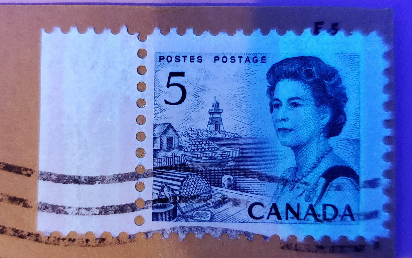 Lot 272 Canada #458pvar 5c Deep Blue Atlantic Fishing Village, 1967-1973 Centennial Issue, Single Usage of the Winnipeg Tagged Stamp on June 1968 Domestic Cover With W2aC 1-Bar Tagging Error