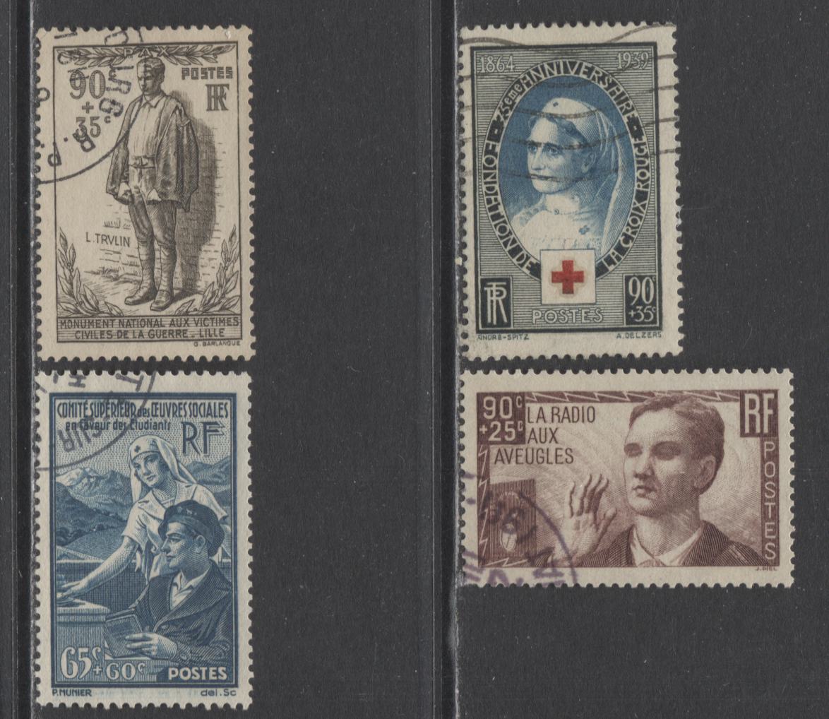 Lot 276 France SC#B78-B81 1938-1939 Semipostals, A F/VF Used Range Of Singles, 2017 Scott Cat. $36 USD, Click on Listing to See ALL Pictures